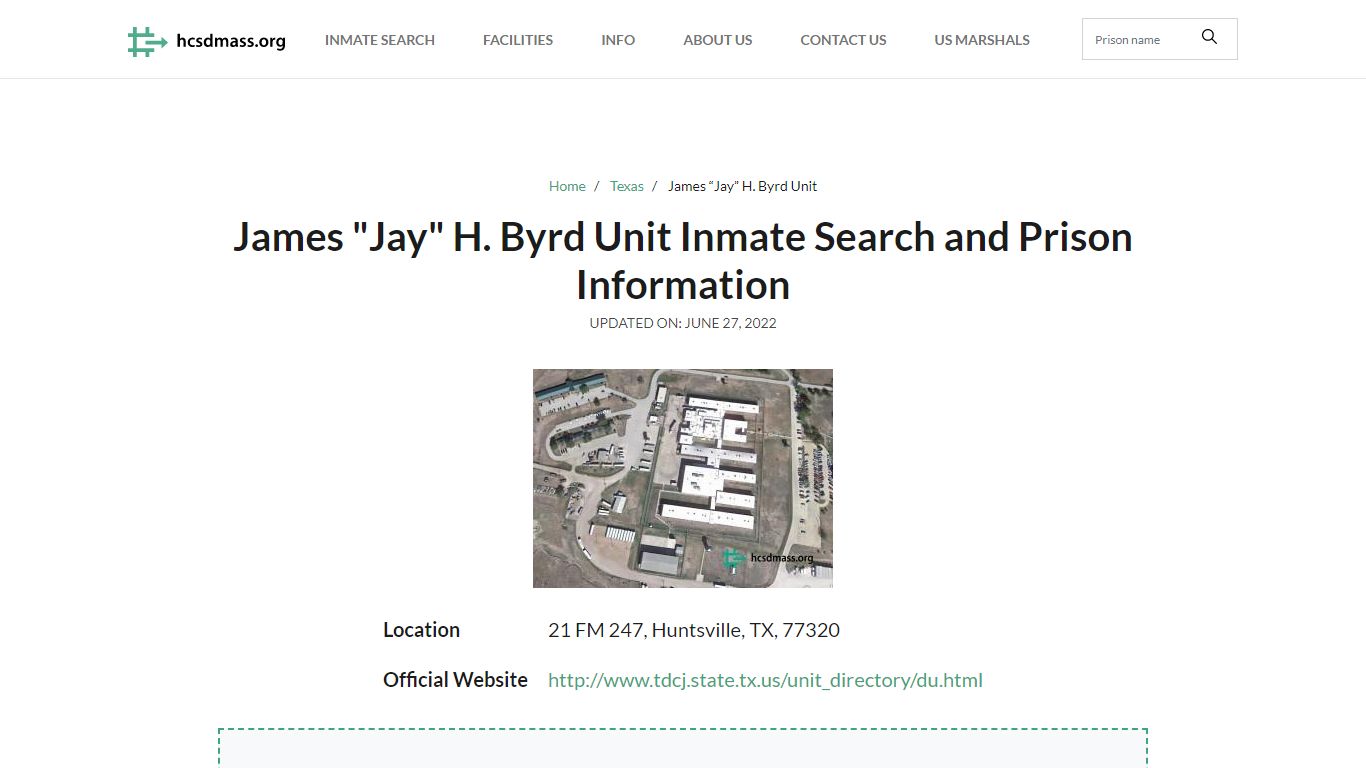 James "Jay" H. Byrd Unit Inmate Search, Visitation, Phone ...