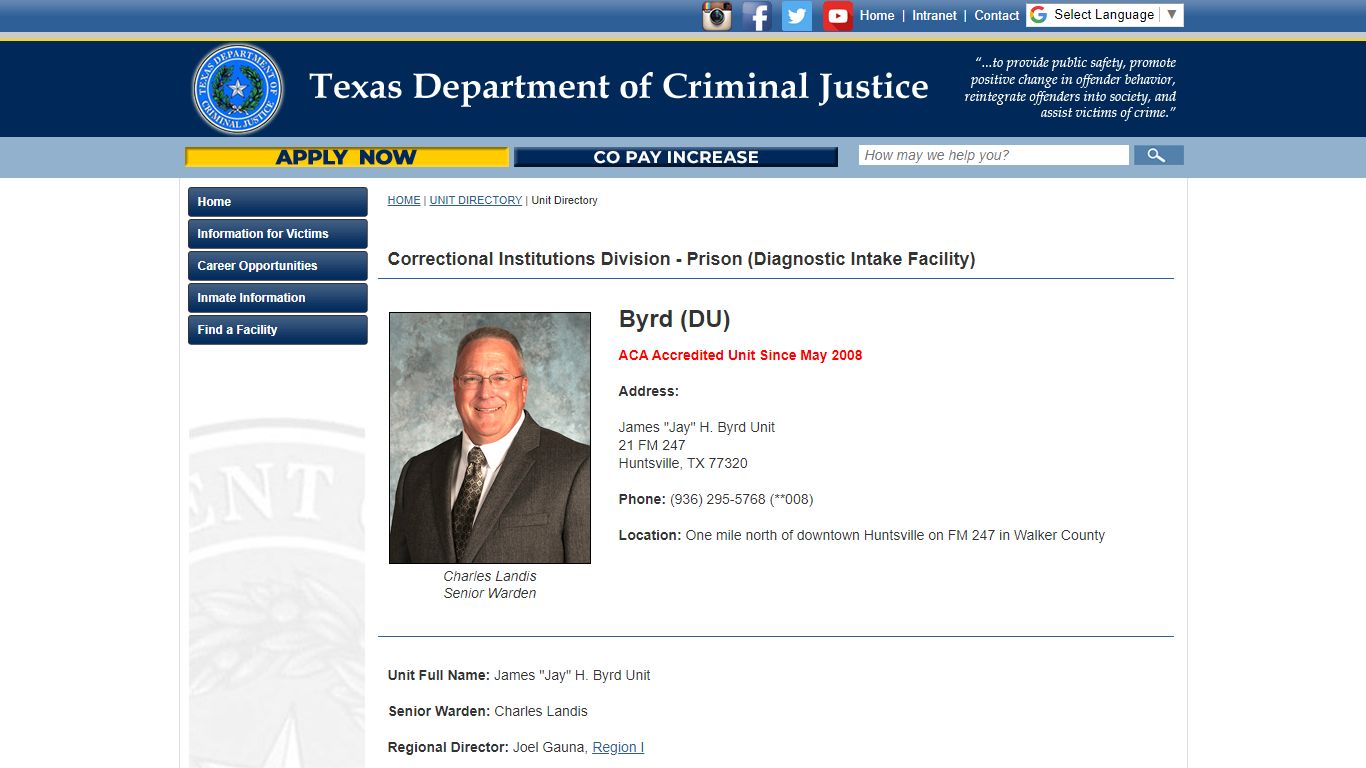Unit Directory - Texas Department of Criminal Justice