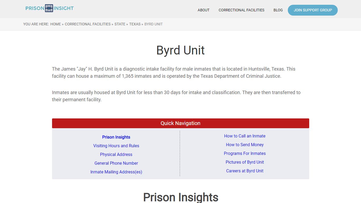 Byrd Unit - Prison Insight